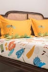 Shop_Kyoona_Green 100% Cotton Flora And Fauna Pattern The Forest Of Adventures Bedsheet Set _at_Aza_Fashions