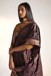 Shop_Shorshe Clothing_Purple Silk Velvet Woven Floral Bordered Saree _at_Aza_Fashions