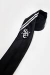 Shop_S&N By Shantnu Nikhil_Black Crest Design Silk Tie_at_Aza_Fashions