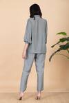 Shop Chambray & CO. Green Silk Applique Collared Leilah Work Shirt And Pant Set at Aza Fashions Shop_Chambray & CO._Green Silk Applique Collared Leilah Work Shirt And Pant Set _at_Aza_Fashions