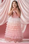 Shop_Darleen Kids Couture_Pink Satin And Net Birthday Gown _at_Aza_Fashions