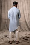 Shop_Shreyansh Designs_Blue Cotton Linen Blend Solid Asymmetric Kurta _at_Aza_Fashions
