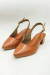 Shop_THE ALTER_Brown Faux Leather / Non Leather Slingback Mule Block Heels_at_Aza_Fashions