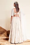 Shop_Reeti Arneja_Ivory Organza, Taffeta Sequins, Cut Moonlight Flower Embroidered Lehenga Set _at_Aza_Fashions