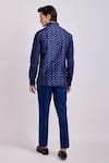 Shop_Bubber Couture_Blue Silk Embroidery Cobalt Motif Print Bundi Jacket _at_Aza_Fashions