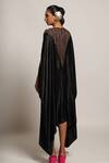 Shop_Sejal Kamdar_Black Organza Embellished Cut Pipe Boat Neck Yoke Kaftan _at_Aza_Fashions
