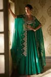 Mrunalini Rao_Green Silk Embroidery, Zari Scoop Neck Floral Cape Lehenga Set _Online_at_Aza_Fashions