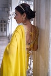 Shop_Sheela Suthar_Gold Embroidered Zardozi And Dori Work Border Saree With Running Blouse _at_Aza_Fashions