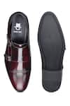 Shop_Hats Off Accessories_Maroon Genuine Leather Double Monk Strap Shoes  _at_Aza_Fashions