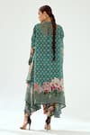 Shop_Rajdeep Ranawat_Green Silk Geometric Round Band Flared Pattern Tunic _at_Aza_Fashions