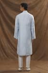 Shop_The Men's Kompany_Blue Chanderi Silk Embroidered Thread Kurta  _at_Aza_Fashions