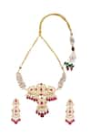 Shop_Kiara_Gold Plated Artificial Stones Pearl Embellished Necklace Set _at_Aza_Fashions