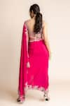 Shop_Nupur Kanoi_Fuchsia Habutai Silk Hand Placement Pre-draped Saree With Blouse  _at_Aza_Fashions