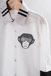 Shop_Lil Angels_White Cotton Embellished Dj Monkey Shirt _at_Aza_Fashions