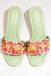 Shop_Soleart_Green Hand Embroidered - Floral Motifs Fiesta Heels _at_Aza_Fashions