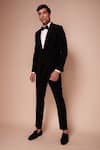 Shop_Tisa - Men_Black Tuxedo And Trousers- Viscose Polyester Shawl Lapel Collar Set  _at_Aza_Fashions