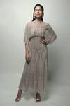 Shop_Rohit Gandhi + Rahul Khanna_Beige Cupola Embellished Cape _at_Aza_Fashions