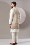 Shop_Kasbah_Beige Georgette Embroidered Geometric Long Nehru Jacket _at_Aza_Fashions