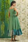 Shop_Alaya Advani_Green Muslin Silk And Embroidery Floral Straight Yoke Midi Dress _at_Aza_Fashions