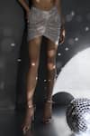 Shop_Itrh_Silver Net Shimmer Nancy Ruched Skirt  _at_Aza_Fashions