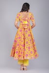 Shop_POMCHA JAIPUR_Yellow Anarkali And Pant Cotton Printed Floral Square Neck Botanical Set _at_Aza_Fashions