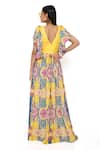 Payal Singhal_Yellow Crepe Print And Embroidery Enchanted V Neck Dress _Online_at_Aza_Fashions