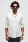 Shop_Terra Luna_White 100% Organic Handloom Cotton Soft Collar Shirt _at_Aza_Fashions