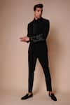 Shop_Tisa - Men_Black Tuxedo And Trousers- Viscose Polyester Embroidery Sleeve Set _at_Aza_Fashions