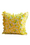 Shop_Throwpillow_White Blend Of Cotton And Polyester Lemon Ruffle Cushion Cover - Single Pc_at_Aza_Fashions