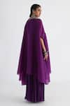 Shop_Smriti by Anju Agarwal_Purple Kurta- Bam Silk And Taffeta Rania Sharara Set With Scalloped Cape _at_Aza_Fashions