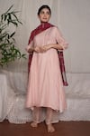 Buy_Pants And Pajamas_Pink Cotton, Silk Embroidery, Crayon Blush Chikankari Kurta And Pant - Set Of 2 _Online_at_Aza_Fashions