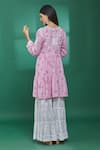 Shop_The Chikankarists_Purple Modal Cotton Tiered Chikankari A-line Kurta_at_Aza_Fashions