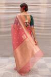 Priyanka Raajiv_Pink Organza Silk Paisley Pattern Aisaa Brocade Saree _Online_at_Aza_Fashions