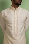 Shop_Ankita Shahabadi_Off White Silk Thread Kaacho Yoke Embroidered Kurta _at_Aza_Fashions
