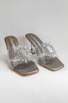 Shop_The Alter_Grey Rhinestones Estella Transparent Strap Embellished Pyramid Heels_at_Aza_Fashions