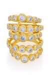 Shop_Isharya_Gold Plated Crystals Cz Embellished Multi Layered Ring_at_Aza_Fashions
