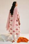 Shop_Sage Saga_Pink Lace Embroidery Ruhi Floral Pattern Kurta For Kids_at_Aza_Fashions