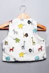 Shop_Little Brats_White Soft Cotton Printed Animal Waistcoat _at_Aza_Fashions