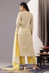 Shop_Abbaran_Yellow Kurta And Palazzo - Cotton Cambric Printed Polka Dots Round Flower Set _at_Aza_Fashions