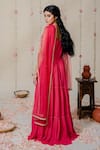 Shop_Redpine Designs_Fuchsia Georgette Hand Embroidered Mirror Round Anarkali With Dupatta _at_Aza_Fashions