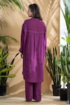 Shop_Pants and Pajamas_Purple Kala Cotton Plain Band Zinnia Shirt Tunic And Straight Pant Set _at_Aza_Fashions