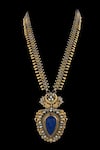 Shop_Neeta Boochra_Silver Plated Lapis Two Tone Pendant Necklace _at_Aza_Fashions