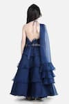 Shop_The Little Celebs_Blue Organza, Satin Sequins, Mirrors Ruffle Lehenga Blouse Set _at_Aza_Fashions