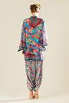 Shop_Rajdeep Ranawat_Blue Silk Floral Band Nylla Pattern Tunic  _at_Aza_Fashions