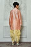 Shop_Arihant Rai Sinha_Peach Dupion Art Silk Embroidered Mandarin Collar Kurta And Dhoti Pant Set _at_Aza_Fashions