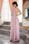 Shop Label Nimbus Pink Saree Georgette Hand Embroidered Salli Sweetheart Neck With Blouse at Aza Fashions Shop_Label Nimbus_Pink Saree Georgette Hand Embroidered Salli Sweetheart Neck With Blouse_at_Aza_Fashions
