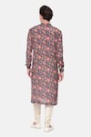 Shop_Mayank Modi - Men_Wine Muslin Printed Botanical Kurta Set _at_Aza_Fashions