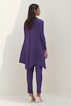 Shop_Pleats By Aruni_Purple Polyester High Neck Crushed Sleeve Kurta And Pant Set_at_Aza_Fashions