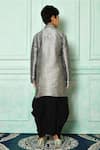 Shop_Arihant Rai Sinha_Grey Dupion Art Silk Patterned Kurta And Dhoti Set _at_Aza_Fashions