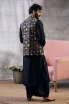 Shop_Soup by Sougat Paul_Black Malaysian Silk Printed Bundi Geometric And Kurta Dhoti Pant Set _at_Aza_Fashions